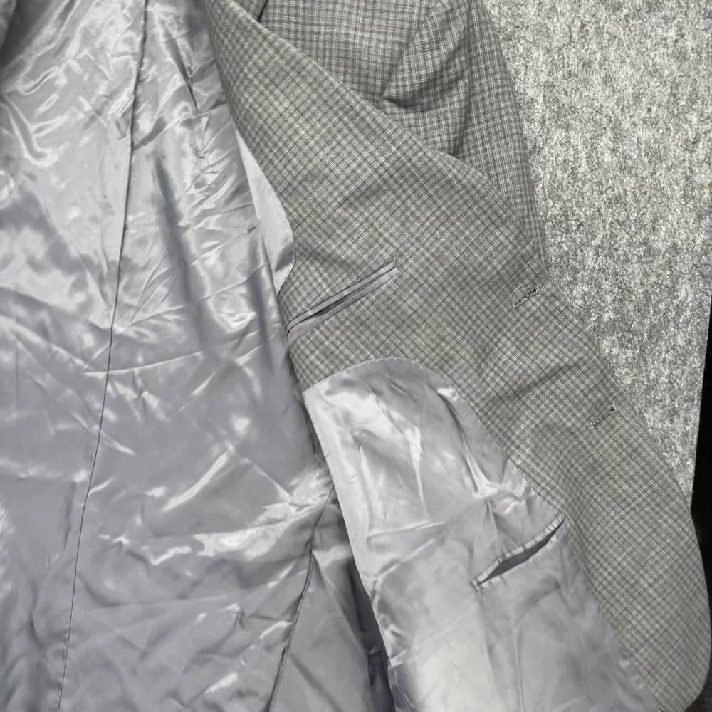 Pronto Uomo Platinum Blazer Mens 52R Grey Plaid Wool Blend 2 Button Sport Coat